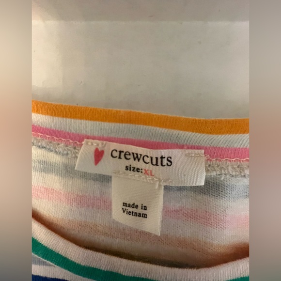 J CREW CREW CUTS RUFFLE-SLEEVE T-SHIRT IN STRIPES. SIZE GIRLS XL - Picture 5 of 5